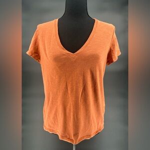 #63- Women's Madewell Cotton V-Neck Burnt Orange Top Size M